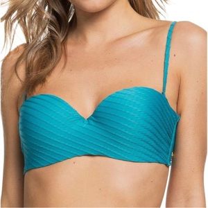 ROXY Golden Breeze ERJX304104 Women's Moulded Bandeau Bikini Top Azul Pagoda Blu